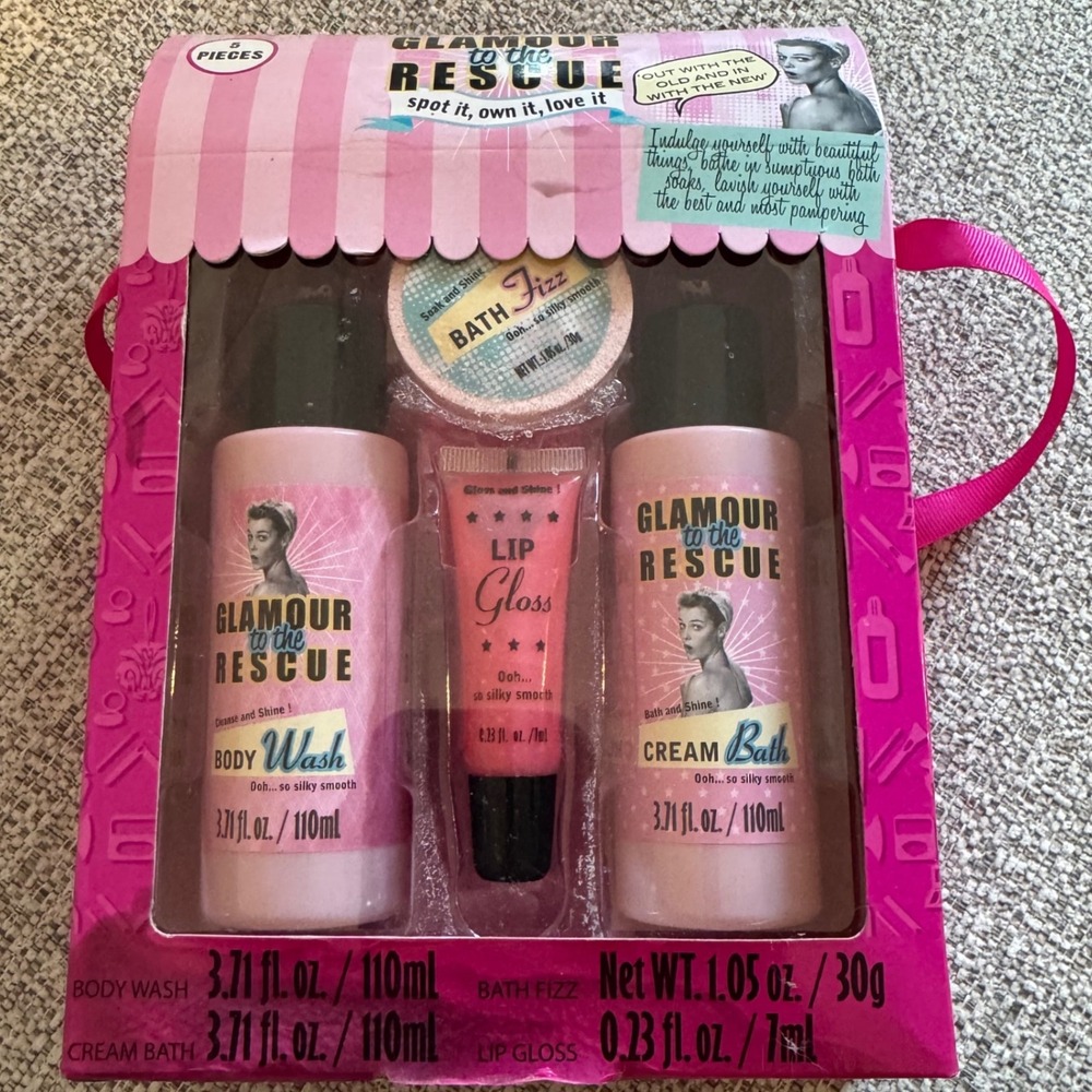 New Glamour to the Rescue Bath & Body Set Body‎ Wash Cream Bath Lip Gloss Gift